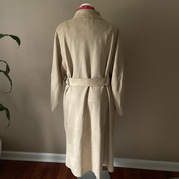 H&M Tan Faux Suede Long Trench Coat Size XL - Picture 4 of 7